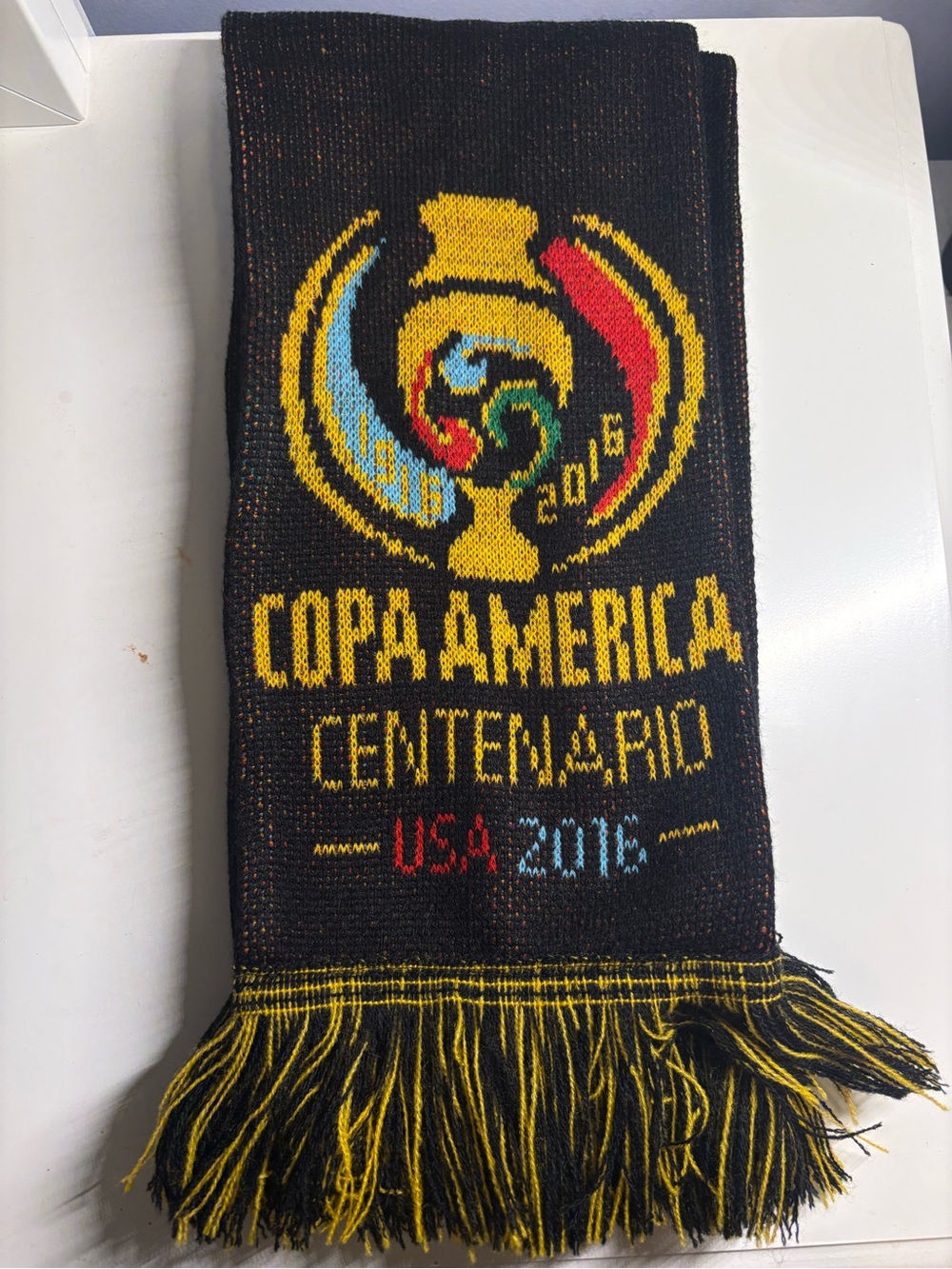 Copa America Centenario Woven Scarf - Black with Yellow